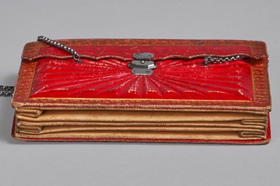 Lot 56 - A scarlet morocco leather purse, French 1800-1810