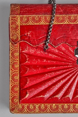 Lot 56 - A scarlet morocco leather purse, French 1800-1810