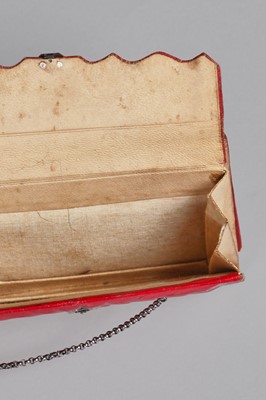 Lot 56 - A scarlet morocco leather purse, French 1800-1810