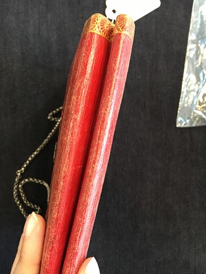 Lot 56 - A scarlet morocco leather purse, French 1800-1810