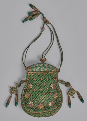 Lot 53 - A green silk reticule, early 19th century