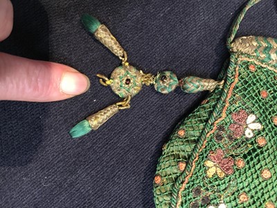 Lot 53 - A green silk reticule, early 19th century