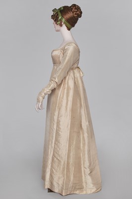 Lot 80 - A blush silk taffeta dress, French, circa 1810