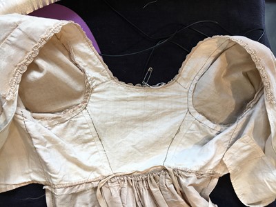 Lot 80 - A blush silk taffeta dress, French, circa 1810