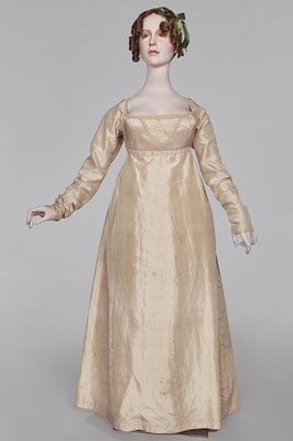 Lot 80 - A blush silk taffeta dress, French, circa 1810