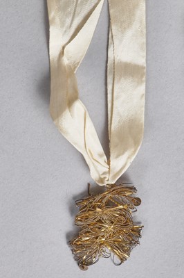 Lot 45 - An embroidered satin work bag, 1790-1810