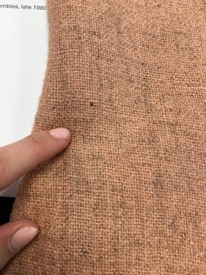Lot 567 - Mary Quant's own Mary Quant salmon pink wool tweed 'Peachy' pinafore dress, 1962