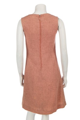 Lot 567 - Mary Quant's own Mary Quant salmon pink wool tweed 'Peachy' pinafore dress, 1962