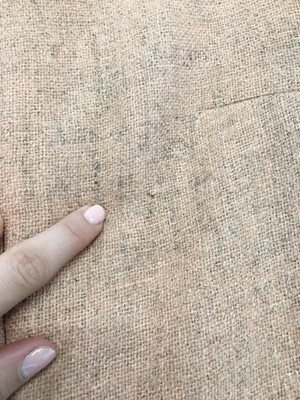 Lot 567 - Mary Quant's own Mary Quant salmon pink wool tweed 'Peachy' pinafore dress, 1962