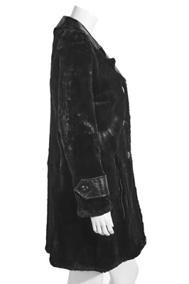 Lot 566 - Mary Quant's own Mary Quant black fur and leather coat, 1962-64