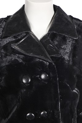 Lot 566 - Mary Quant's own Mary Quant black fur and leather coat, 1962-64