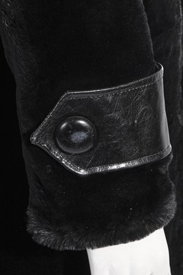 Lot 566 - Mary Quant's own Mary Quant black fur and leather coat, 1962-64