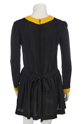 Lot 558 - Mary Quant's own Mary Quant black and yellow crêpe mini dress, 1966-67