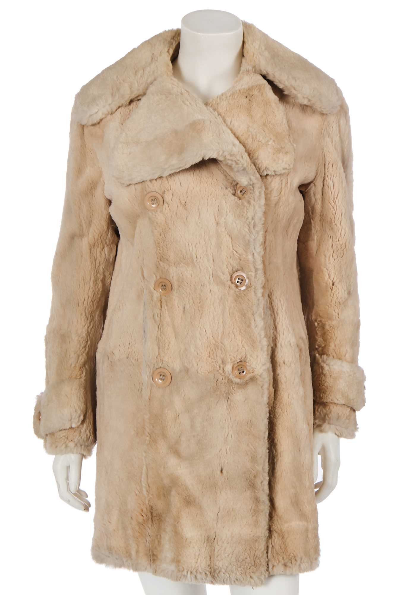 Lot 560 - Mary Quant's own Mary Quant ivory rabbit fur coat, 1966