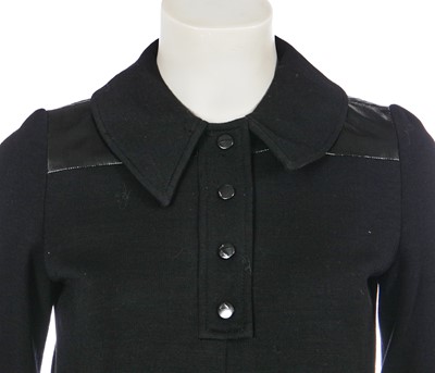 Lot 559 - Mary Quant's own Mary Quant black wool and patent leather mini dress, circa 1966