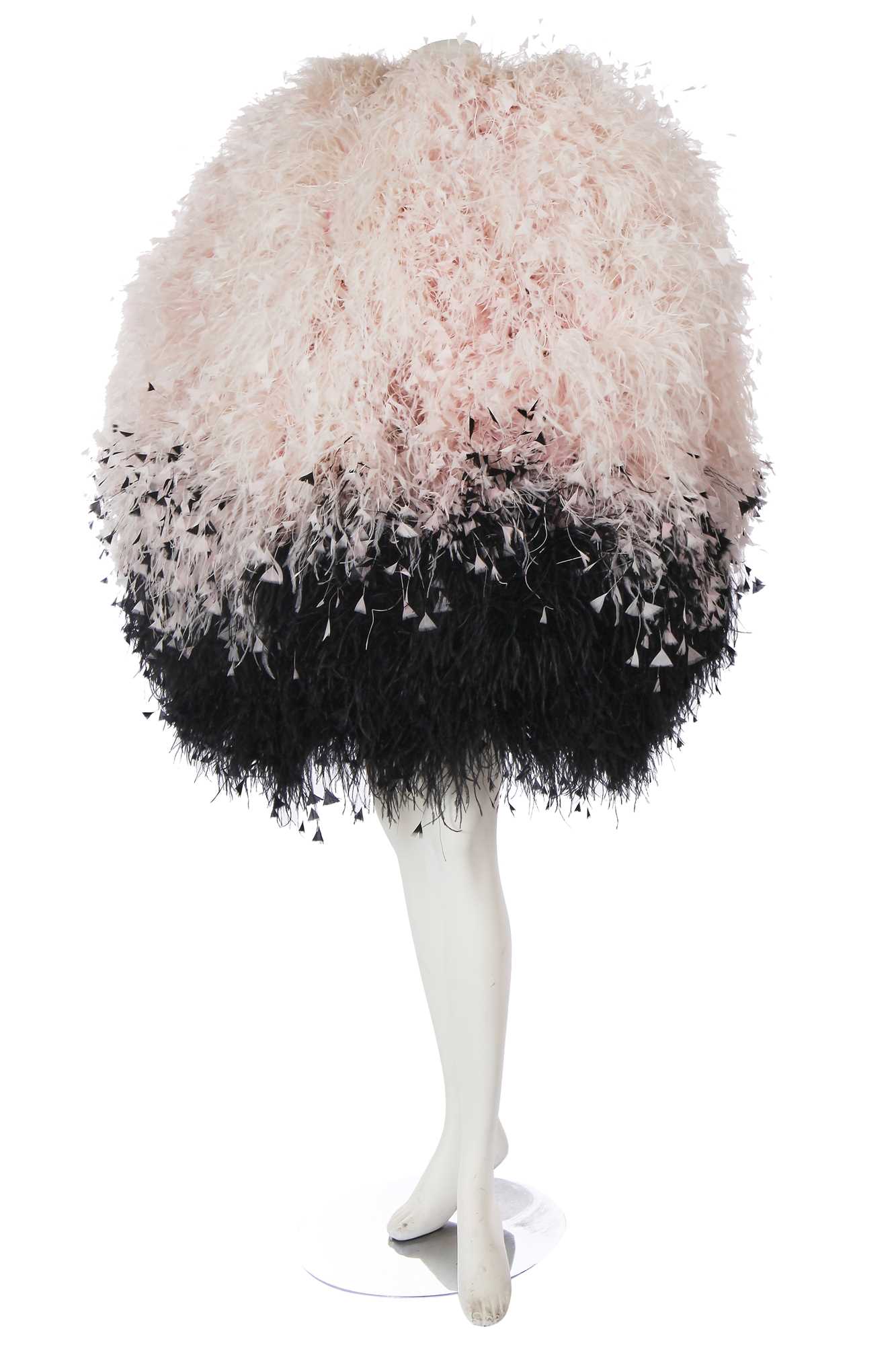 Click for high resolution Lot 192 - A Halpern black and pink feathered 'orb' dress, Spring-Summer 2021
