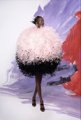 Lot 192 - A Halpern black and pink feathered 'orb' dress, Spring-Summer 2021
