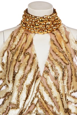 Lot 185 - A Halpern chenille and chiffon off-the-shoulder dress, Autumn-Winter 2022-23