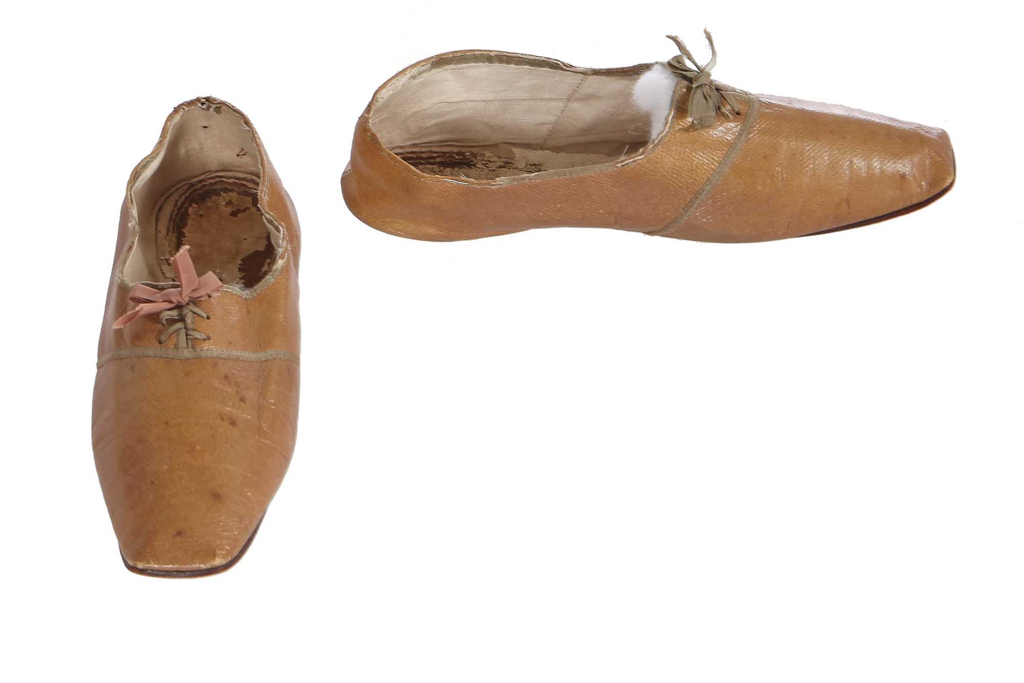 Lot 507 - A pair of tan Morocco leather walking shoes, 1810-20