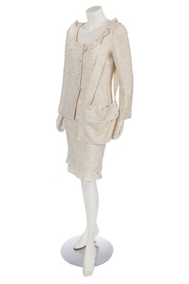 Lot 571 - Mary Quant's Chanel by Karl Lagerfeld ivory tweed suit, Autumn-Winter 1999-2000
