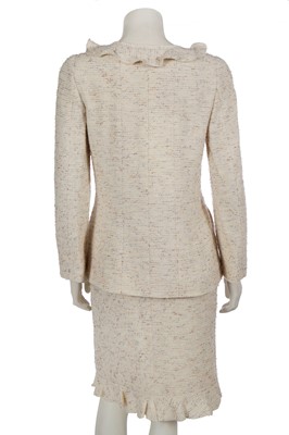 Lot 571 - Mary Quant's Chanel by Karl Lagerfeld ivory tweed suit, Autumn-Winter 1999-2000