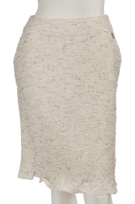 Lot 571 - Mary Quant's Chanel by Karl Lagerfeld ivory tweed suit, Autumn-Winter 1999-2000