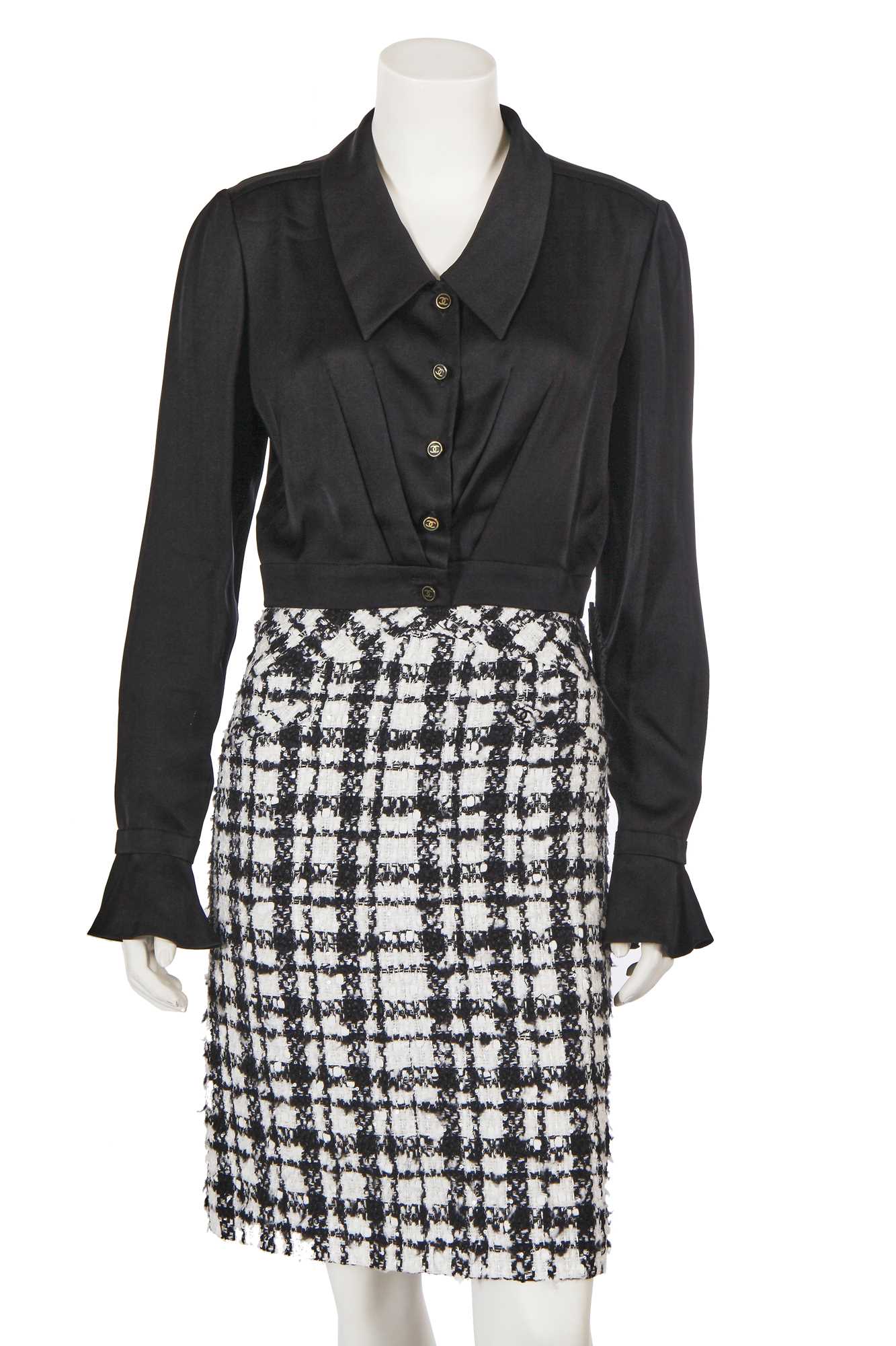 Lot 570 - Mary Quant's Chanel by Karl Lagerfeld black and white fantasy tweed skirt, Spring-Summer 2005