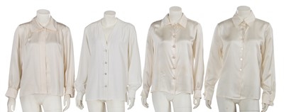 Lot 576 - Mary Quant's Yves Saint Laurent ivory blouses, mainly 1980s