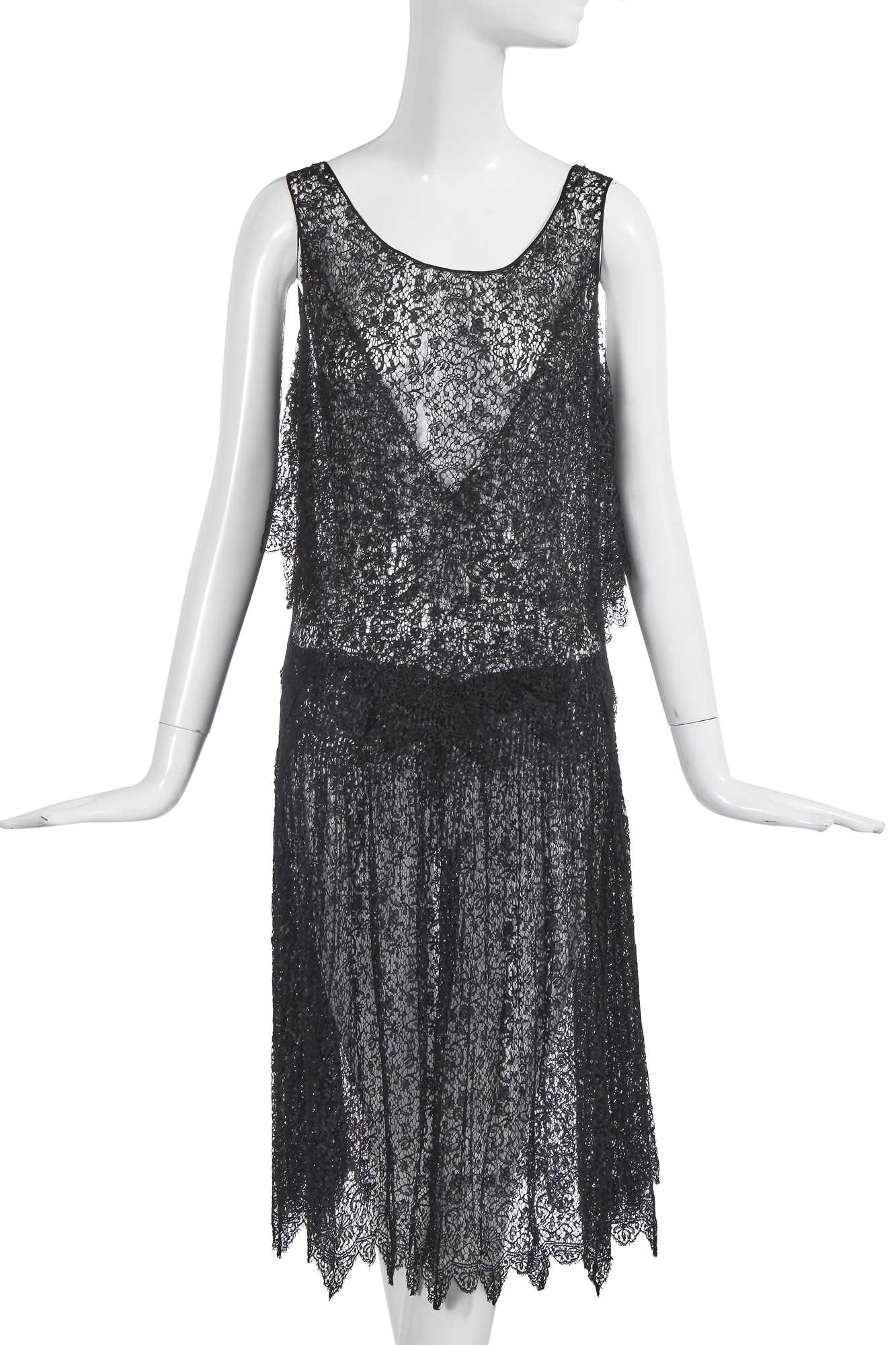 Lot 462 - A Lucien Lelong haute couture black lace cocktail dress, circa 1928