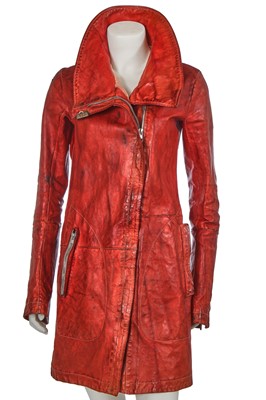 Lot 214 - A Carol Christian Poell garment-dyed red kangaroo leather coat, 'Self-Same' collection 2009