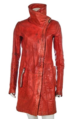 Lot 214 - A Carol Christian Poell garment-dyed red kangaroo leather coat, 'Self-Same' collection 2009
