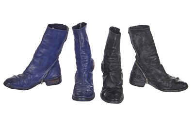 Lot 210 - Two pairs of Carol Christian Poell kangaroo leather One Piece Spiral Zip Prosthetic boots, circa 2010