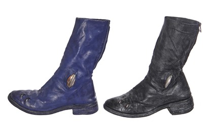 Lot 210 - Two pairs of Carol Christian Poell kangaroo leather One Piece Spiral Zip Prosthetic boots, circa 2010