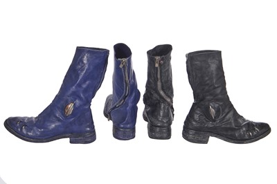 Lot 210 - Two pairs of Carol Christian Poell kangaroo leather One Piece Spiral Zip Prosthetic boots, circa 2010