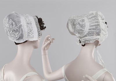 Lot 74 - A group of whitework bonnets and caps, 19th-century