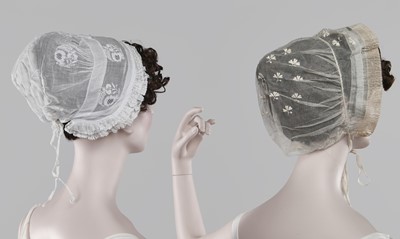 Lot 74 - A group of whitework bonnets and caps, 19th-century