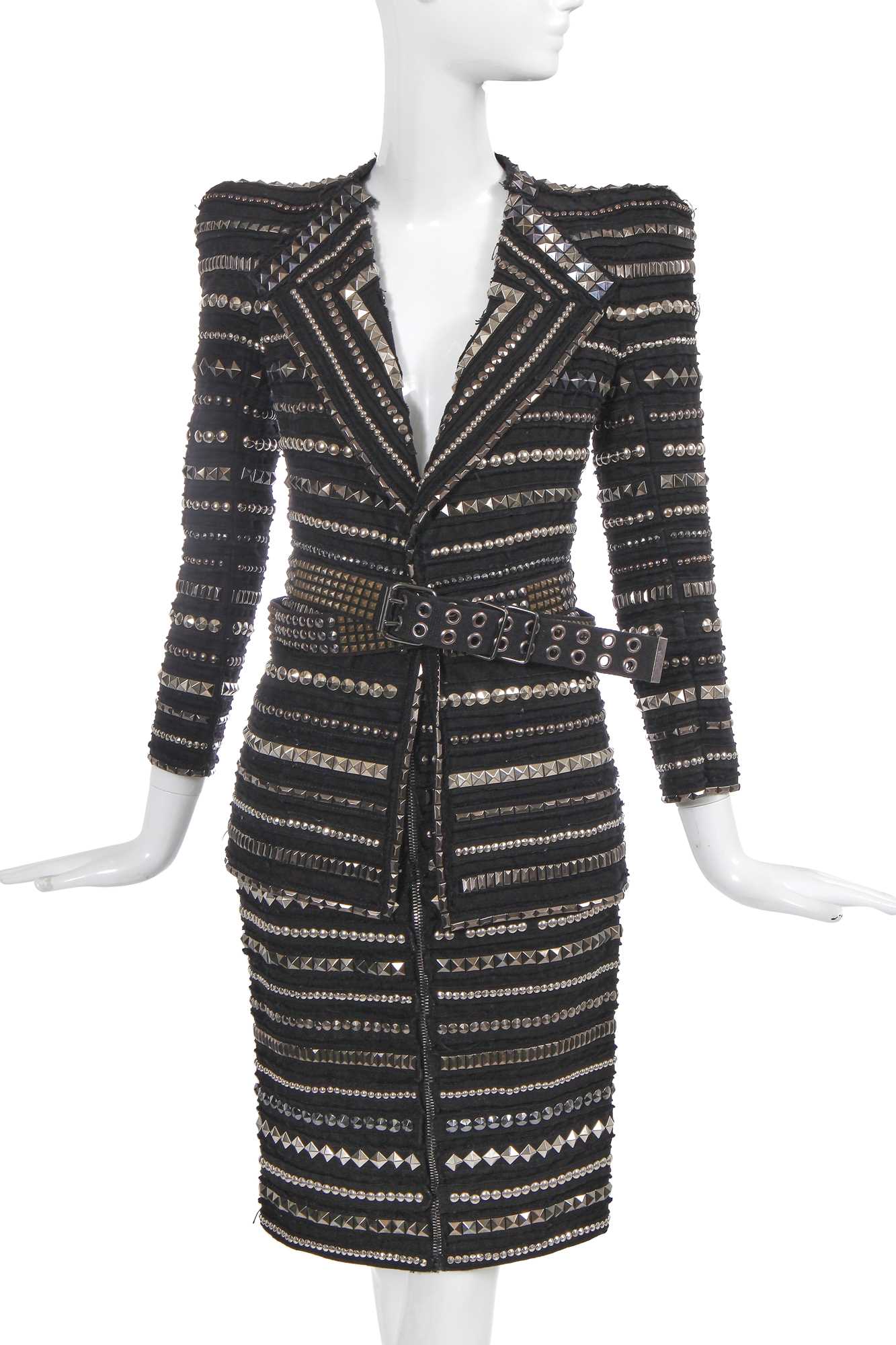 Lot 89 - A Balmain by Christophe Decarnin studded black cotton suit, Spring-Summer 2009