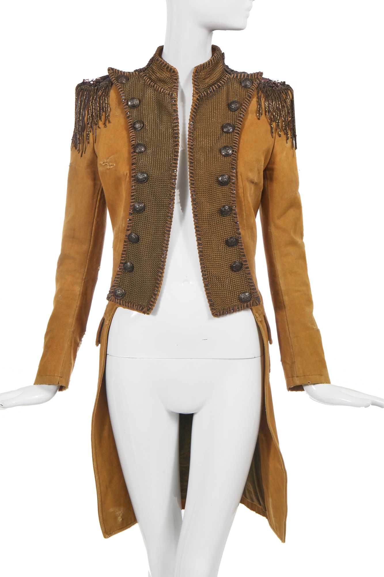 Lot 83 - A Balmain by Christophe Decarnin khaki canvas military-inspired tailcoat, Spring-Summer 2010