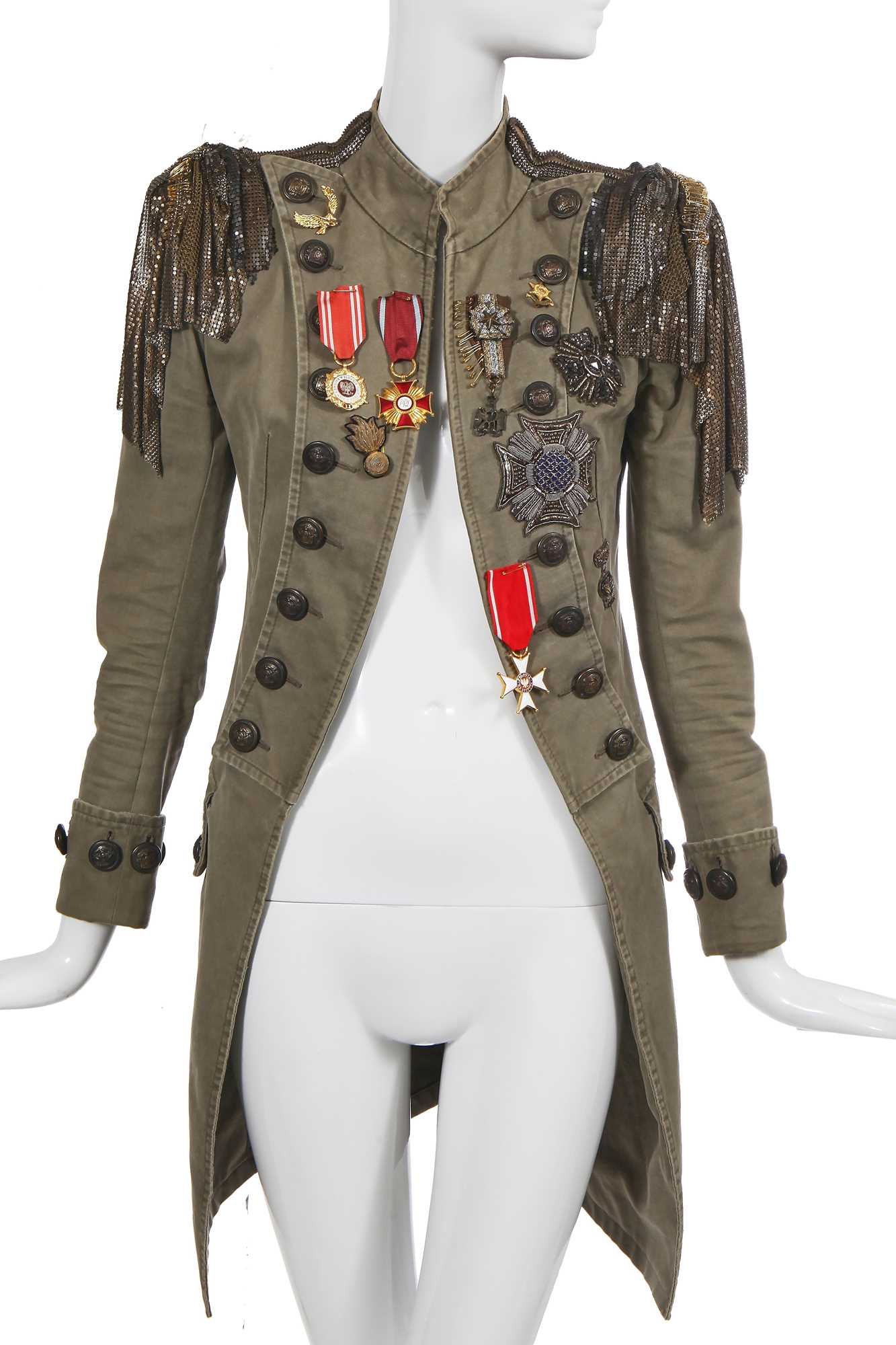 Lot 84 - A Balmain by Christophe Decarnin green cotton military-inspired coat, Spring-Summer 2010