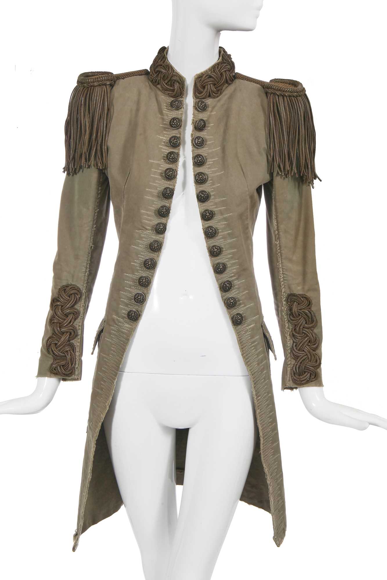 Lot 85 - A Balmain by Christophe Decarnin green cotton military-inspired coat, Spring-Summer 2010