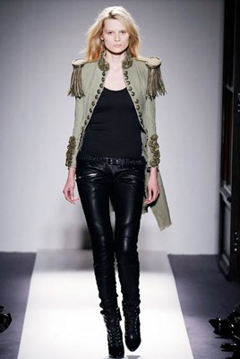 Lot 85 - A Balmain by Christophe Decarnin green cotton military-inspired coat, Spring-Summer 2010