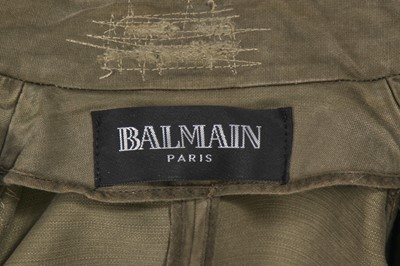 Lot 85 - A Balmain by Christophe Decarnin green cotton military-inspired coat, Spring-Summer 2010