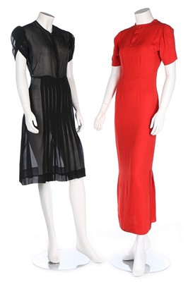 Lot 9 - Ten black and red evening/afternoon dresses,...