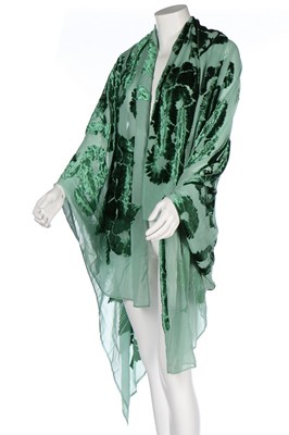 Lot 30 - A green velvet evening coat, early 1930s, with...