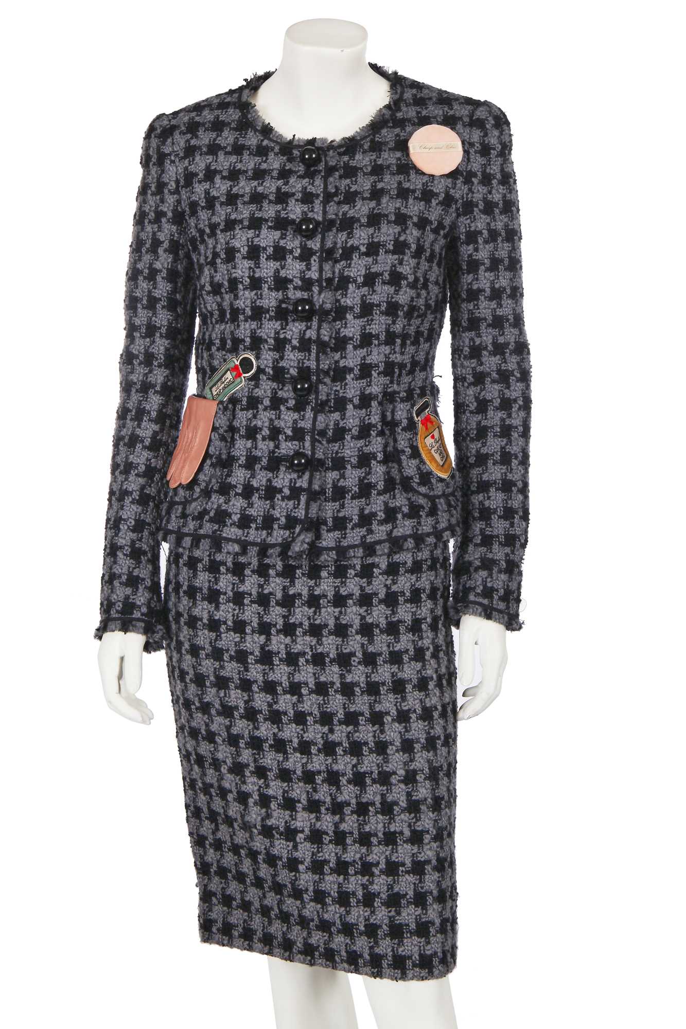 Lot 271 - A Moschino black and grey tweed wool suit, 2000s