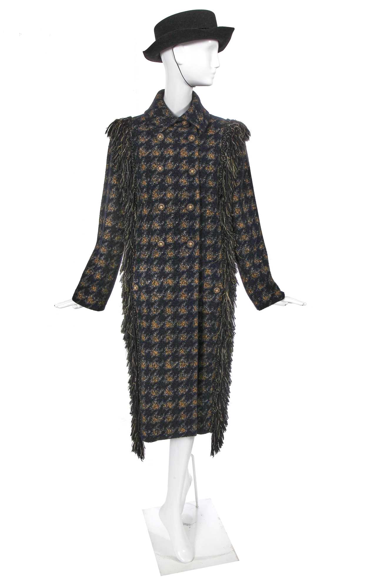 Lot 18 - A fine Chanel by Karl Lagerfeld painted bouclé wool double-breasted coat, 'Paris-Dallas' collection, Métiers d'Art, Pre-Fall 2014