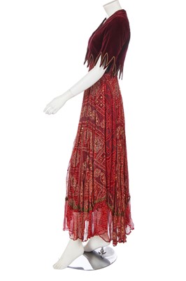 Lot 512 - A Thea Porter embroidered dress and velvet bolero, circa 1972