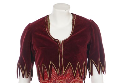 Lot 512 - A Thea Porter embroidered dress and velvet bolero, circa 1972