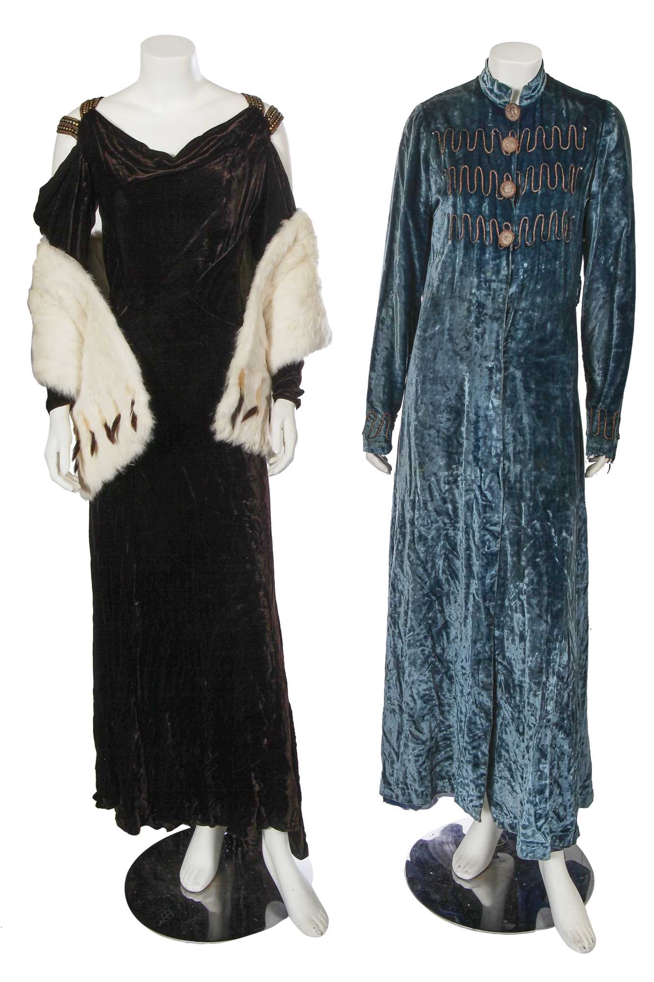 Lot 614 - A velvet evening gown and coat, early 1930s