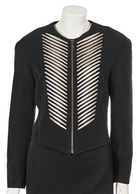 Lot 336 - A Rifat Ozbek embroidered 'quill' jacket and dress, Spring-Summer, 1992